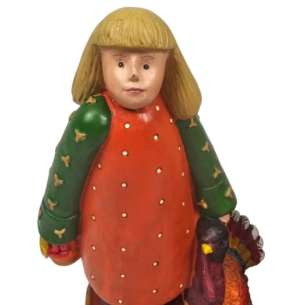 Midwest of Cannon Falls Thanksgiving Pilgrim Boy‎ Girl Turkey Figurines Set 2